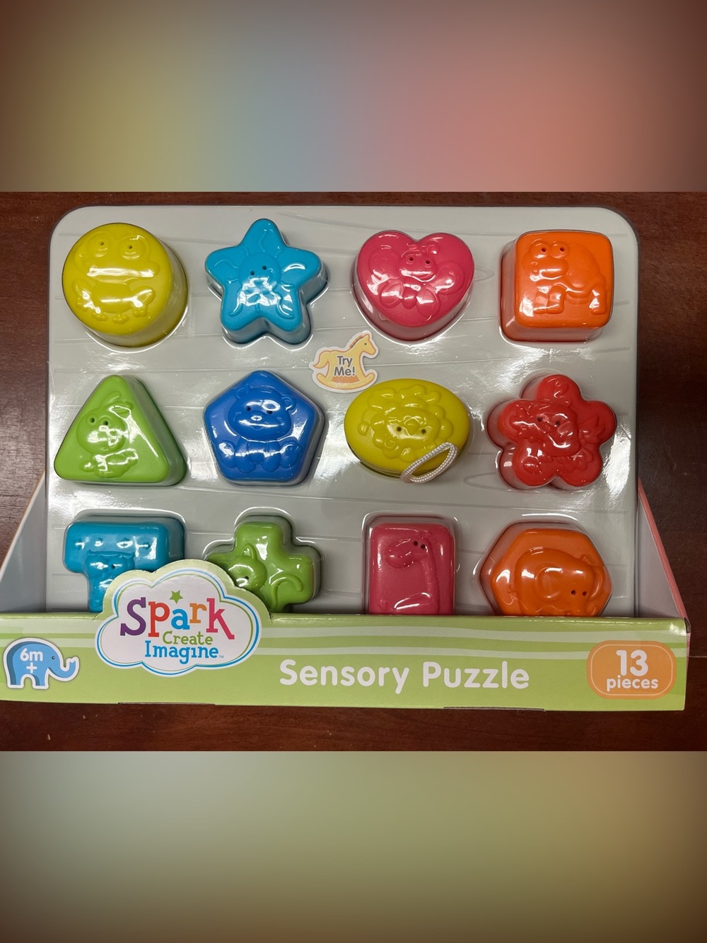 Spark Create Imagine Sensory Shape Puzzle - Blue, Pink, Yellow, Green, Cream